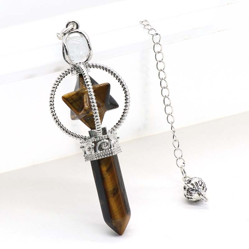 Crystal Merkaba Star Stone Hexagon Pendulums Dowsing Divination Natural Amethyst Quartz Healing Sceptre Reiki Pendlum Pendants