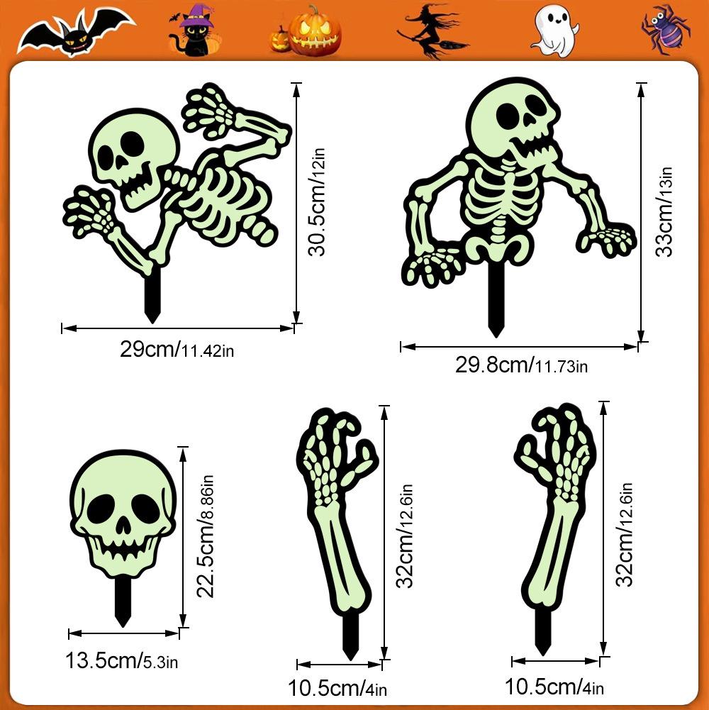 Outdoor Decorations - Glow in The Dark Skeleton Silhouette Lawn Signs for Halloween Lawn Garden Front Yard Decorations Outside
