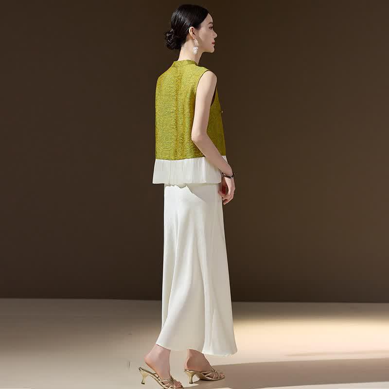 New Chinese Style Sleeveless Vest & Skirt Set