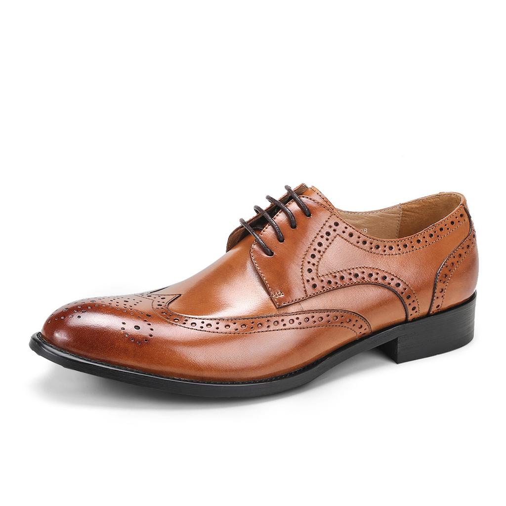 Atmungsaktive Kleiderschuhe Schnürschuhe Übergröße Hochzeitsschuhe Herren Gravierte Brogues Rindsleder Herren Business Lederschuhe