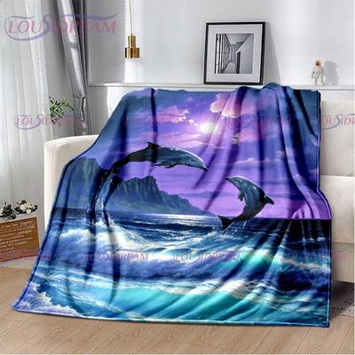 Manta de delfines, Animal del océano, vida marina, manta súper suave y cálida con estampado para niños, adultos, cama de oficina, sofá, manta para siesta