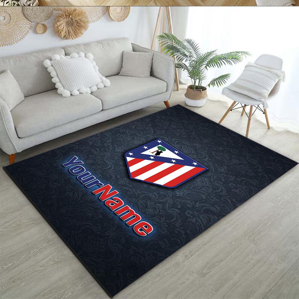 Atletico Madrid Benutzerdefinierter Namensbereich Teppich Geeignet für Schlafzimmer Arbeitszimmer Wohnzimmer Dekorieren Sie den Raum Rutschfester Teppich Anime Büro Dekor