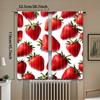 2Pcs Polyester Strawberry Red Strawberry Printing Window Curtains Birthday Party Decoration Backdrop Drapes for Living Room
