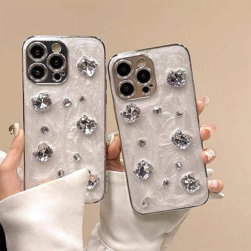 Electroplated Rhinestone KT Cat for Apple 15 Promax Luxury Female Mobile Phone Case for Apple 17 Drop Glue 16 Anti-fall