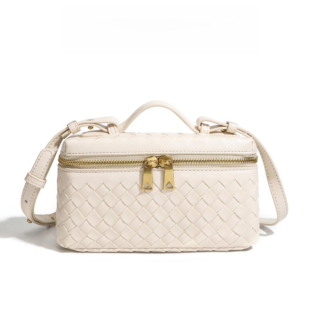 Handmade Woven Box Bag Fashion Handheld Makeup Clutch Shoulder Crossbody Purse for Women KTB