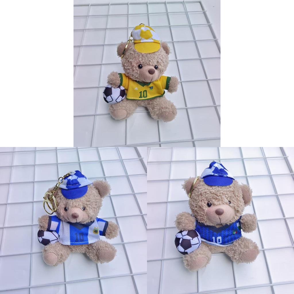 Plush Soccer Bear Keychain With Pp Cotton Filling For Kids And Teens