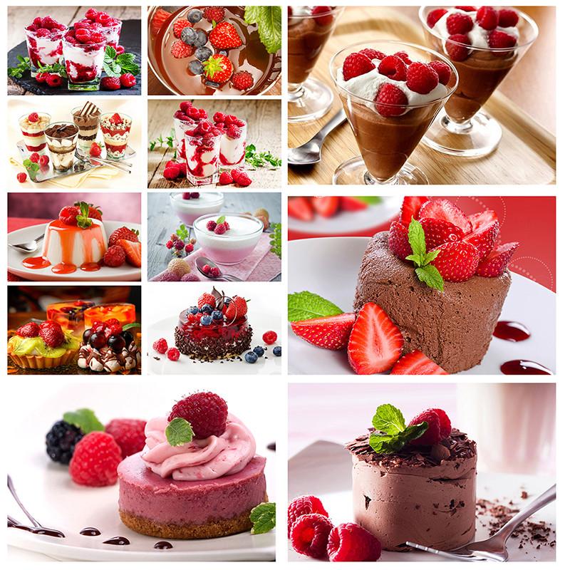 Strawberry Ice Cream Themed Decorative Painting Picture Cakery Decor Restaurant Dessert Shop Decoration Canvas Printing