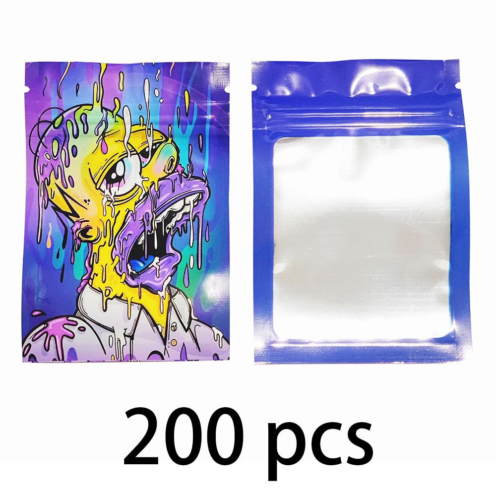 200 pcs Foil Plastic Bags Baggie Pouch Waterproof Jewelry Coffee Bean Candy 7x10M Portable Ziplock Storage Bag Various Patterns