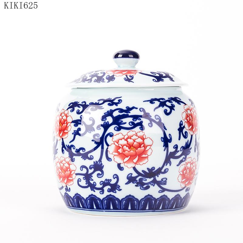 Biscottiera in Porcellana Bianca e Blu Stile Cinese Barattolo Sigillato per Caramelle e Frutta Secca Artigianato Ceramica Barattolo di Stoccaggio Decorazione per la Casa