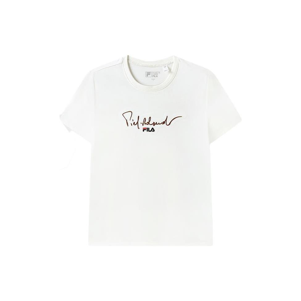 

Футболка с короткими рукавами и заниженной линией плеч, с круглым вырезом и логотипом FILA, женская, цвет «облако-гриб-белый» F51M328102F-WT L