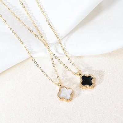 Lucky Four-Leaf Clover Grass Necklace Female Temperament Simple Fashion Summer Paragraph Hundred With Collarbone Chain
