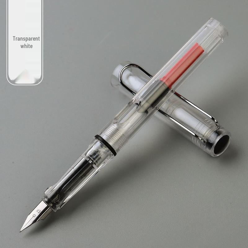 Transparent Fountain Pen: Multi-Color Ink, Student-Friendly, Posture-Correcting, Portable Cartridge Design