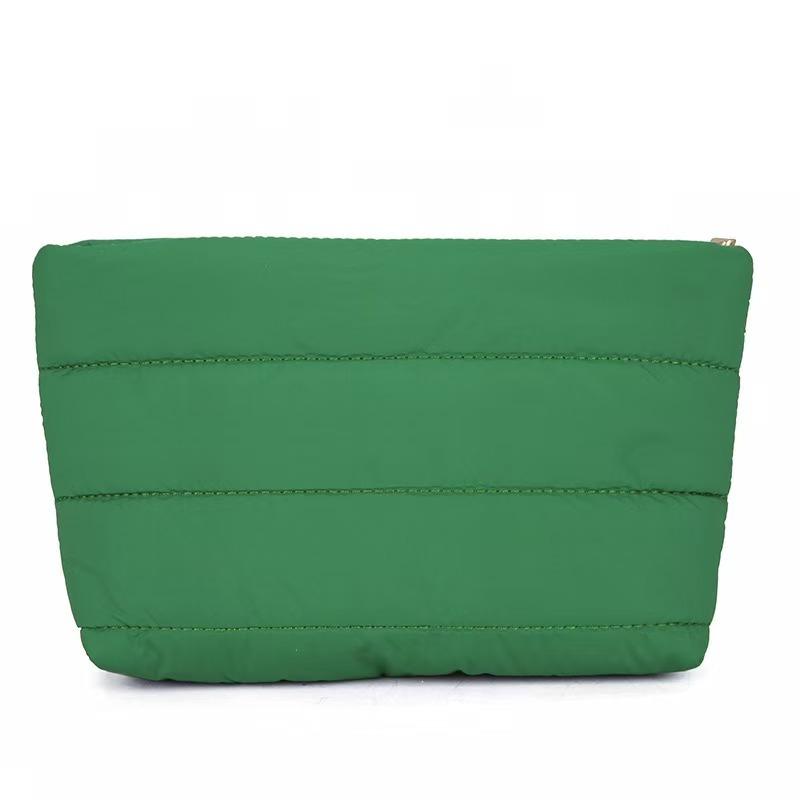 Women & Girls Fashion Puff Quilted Zipper Cosmetic Bag Soft Polyester Portable for Makeup & for Storage