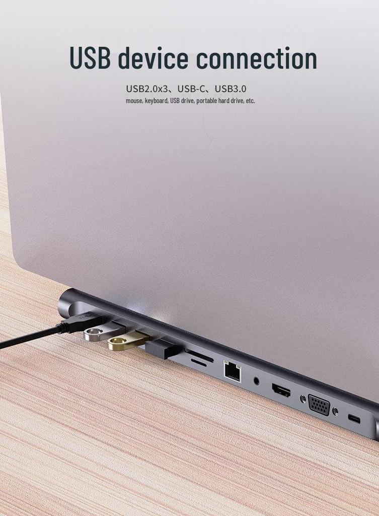 Type-C 11-in-1 Multiport Docking Station with HDMI HD Hub