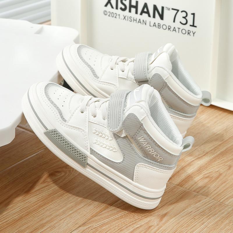 Warrior Fashion Versatile Trendy Classic Sports Casual High-Top Kids Sneakers Kids Sneakers Off-White Gray WZTH-106412