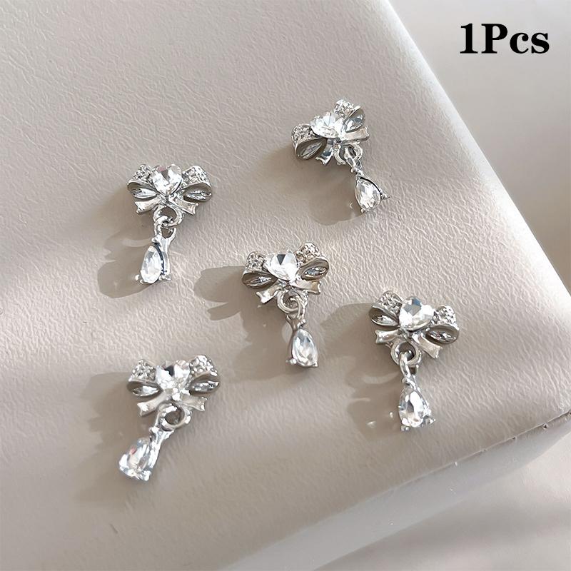 

1Pcs Luxury Kawaii Bow Nail Art Charms 3D Japanese Alloy Bow Tie Jewelry Nail Decoration Diy Love Pendant Accessories белый