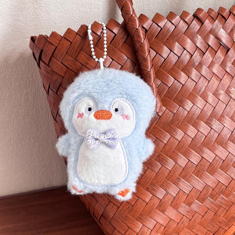 Adorable Animation Design Bow Tie Penguin Plush Key Ring Kawaii Penguin Plush-Filled Figure Pendant Bagpack Decoration Pendant Accessories Present
