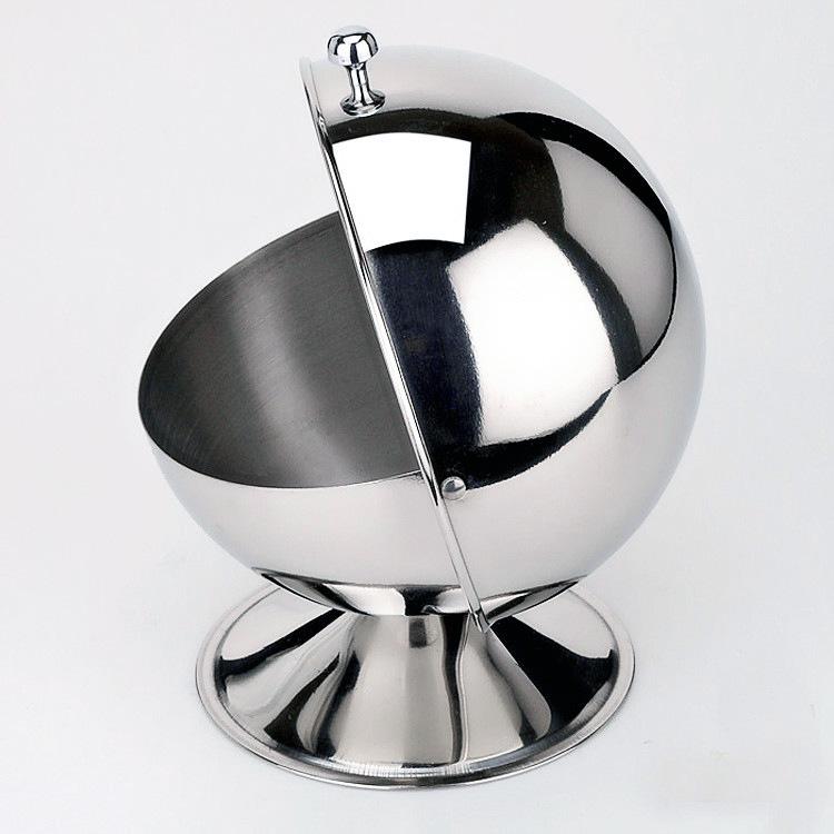 Stainless Steel Flip-Top Sugar Bowl and Condiment Jar