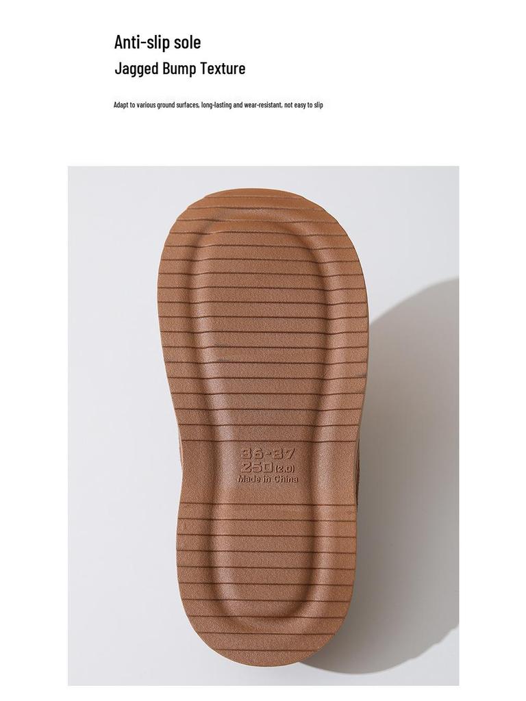 2024 Women's Solid Color Imitation Suede Velvet Home Slippers - Thick, Non-Slip, Lightweight & Warm