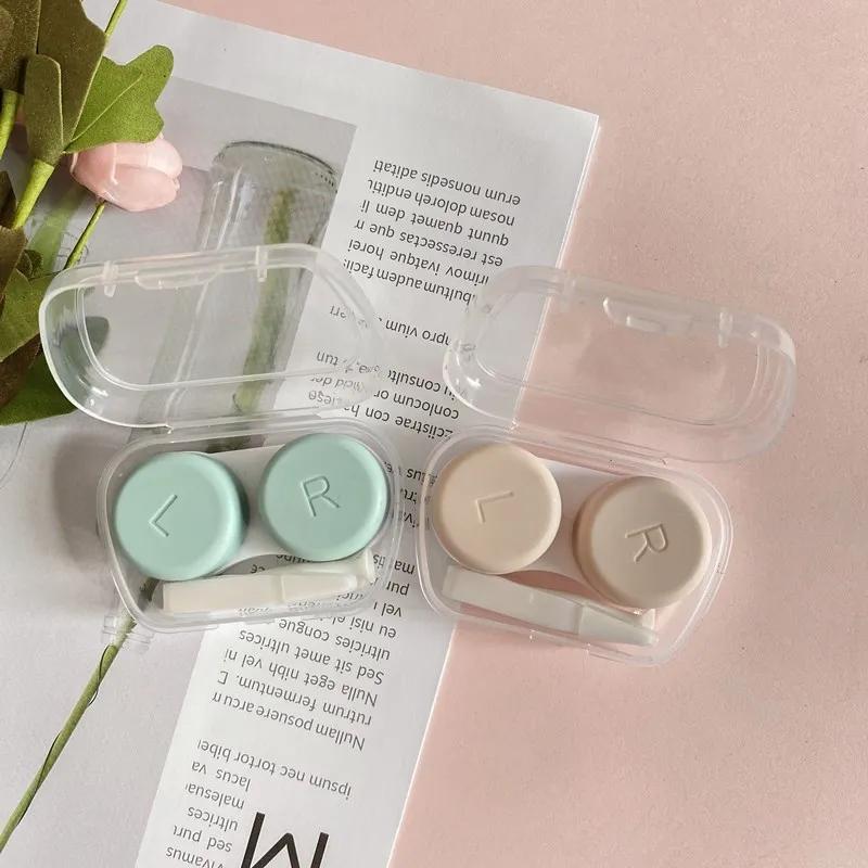Contact Lenses Case Eyes Care Travel Kit Holder Container Lens Box Simple Candy Color Contact Lens Case Box for Women Girl
