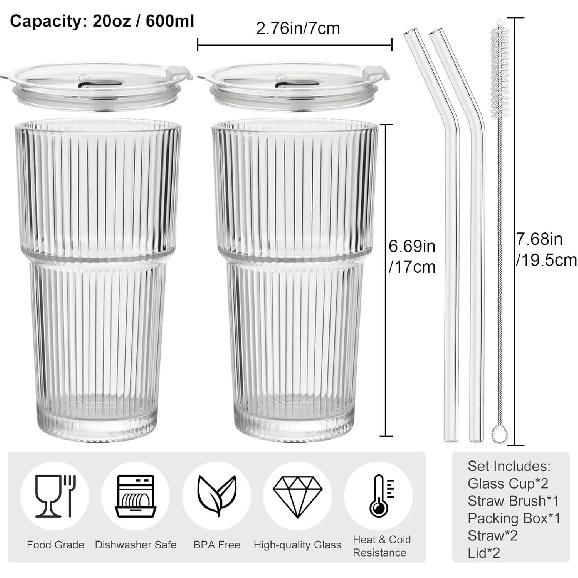 Aesthetic Textured Glass Cup – Premium Soda Lime Glass Tumbler for Cocktails, Juice & Water
