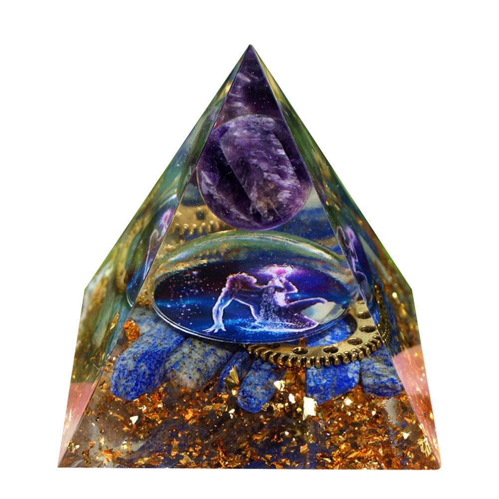 Natural Pyramid Crystals Handmade Stone Orgonite Pyramid Amethyst Crystal Sphere Natural Stone Energy Generator Meditation Tool