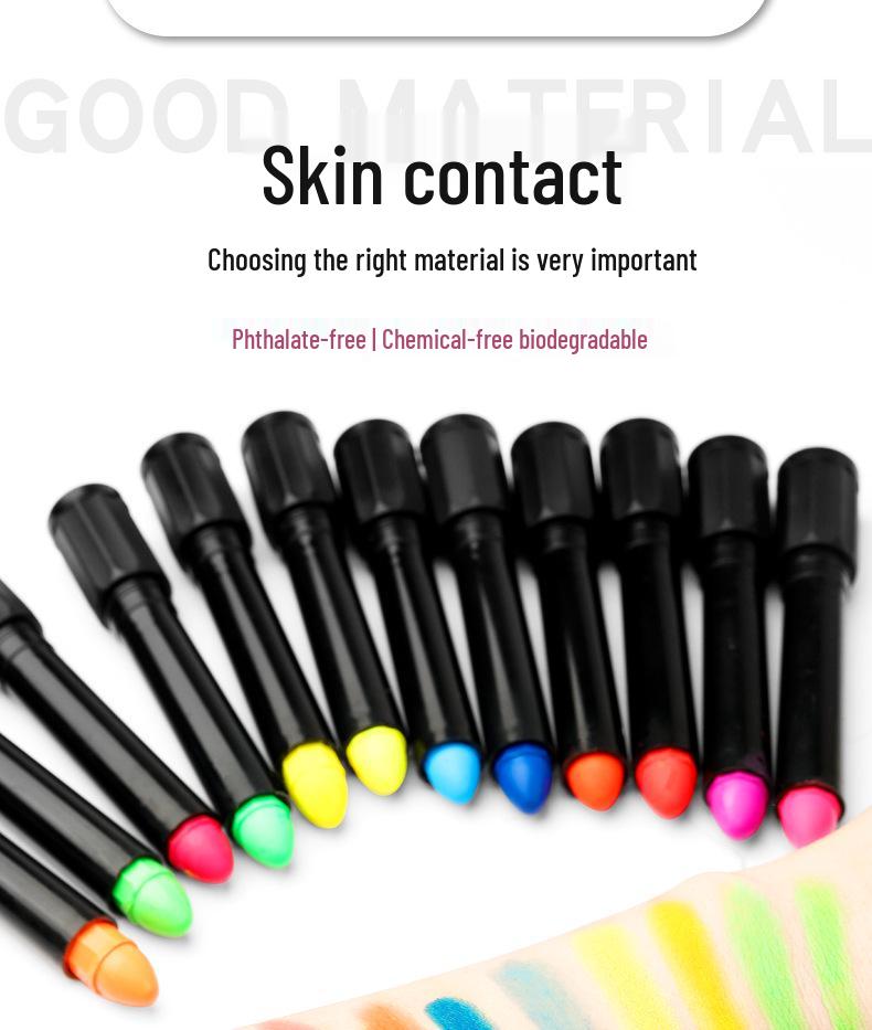 Luminous 12-Color Twist-Up Face Paint Crayon Set for Clean Hands and Halloween Body Art