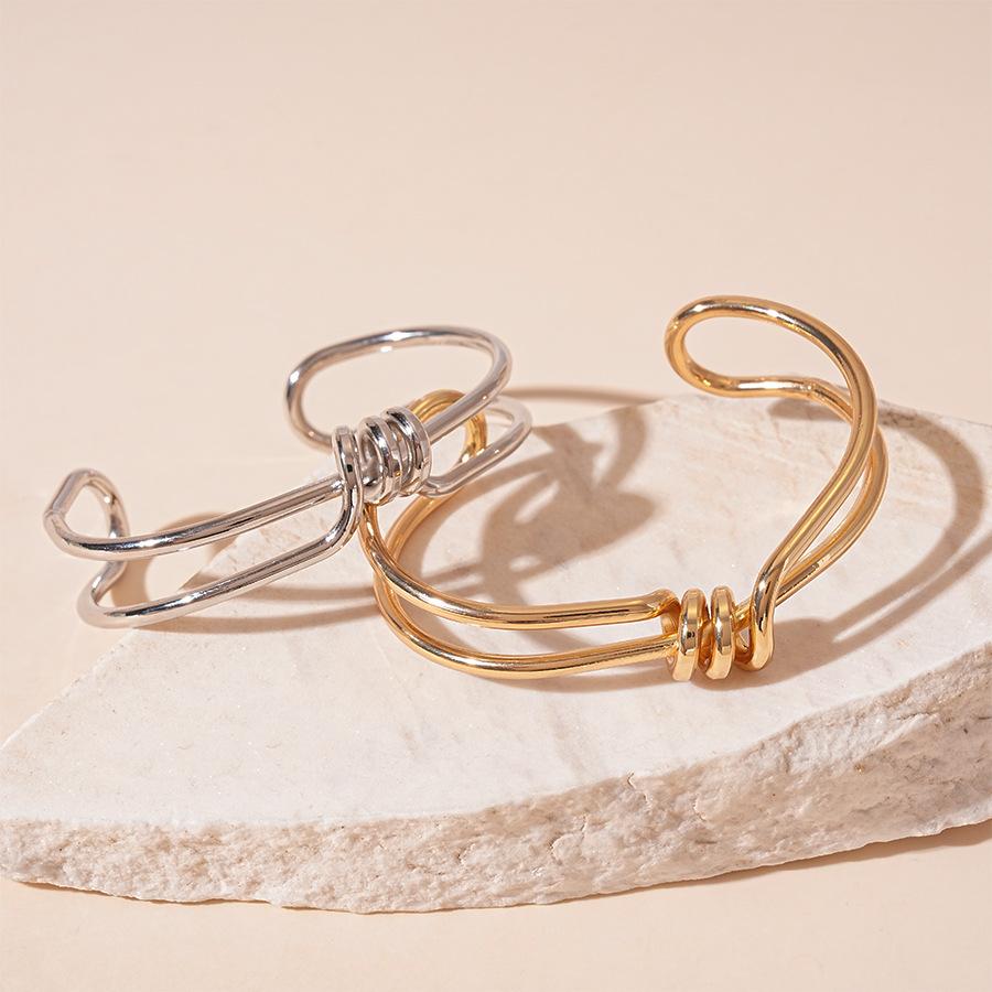 Metallic Double Geometric Knot Open Bracelet Commuter Temperament Jewelry