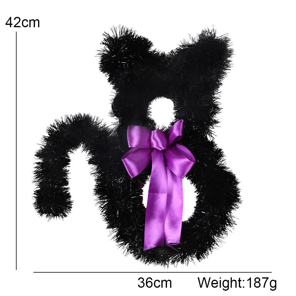 

Cat Black Elegant Halloween Wreath With Foldable Design For Festive Home Decoration Small Black Cat