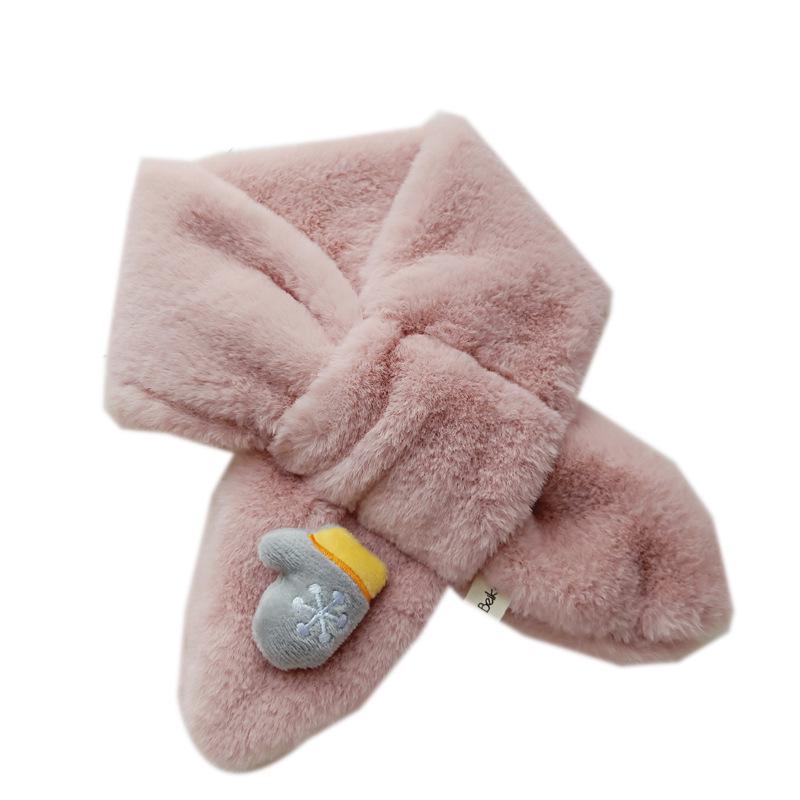 Korean Style Christmas Plush Scarf for Kids, Ages 1-6 – Warm & Trendy Cartoon Design for Boys & Girls