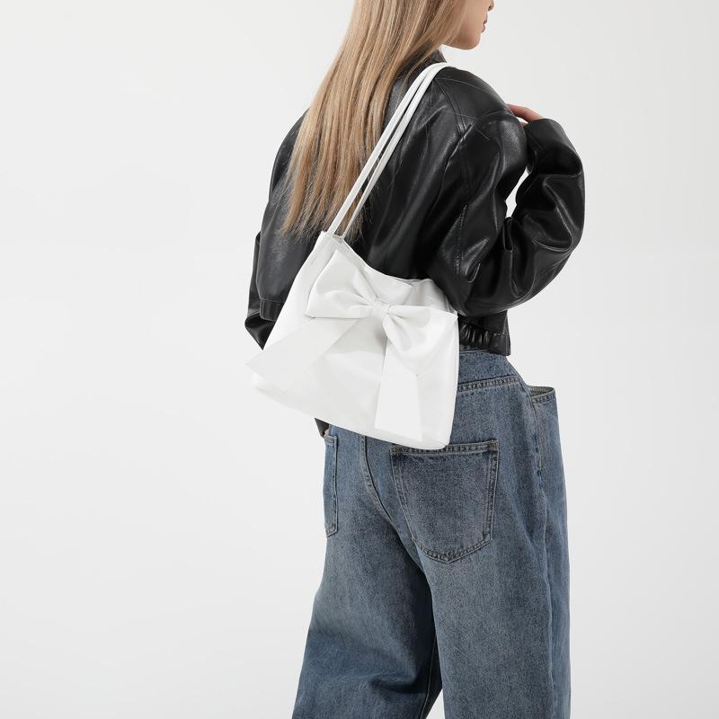 Bow Large Capacity Tote Bag for Women Japanese New Japanese Style Fashion Beautiful Trendy Trendy Simple Hand Armpit Bag