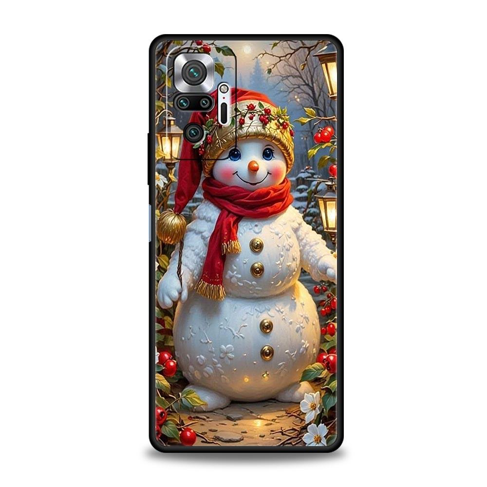 Christmas Snowman Phone Case Cover for Redmi 14C 10C Note 15 14 13 12 10 11 K40 Pro Plus 5G Shockproof Soft TPU Shell Funda Bag