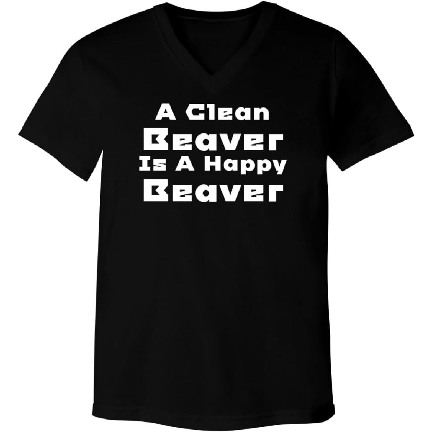 A Clean Beaver is A Happy Beaver - Men s Ultra Soft V-Neck T-Shirt CP05 Black XXXXXL разноцветный