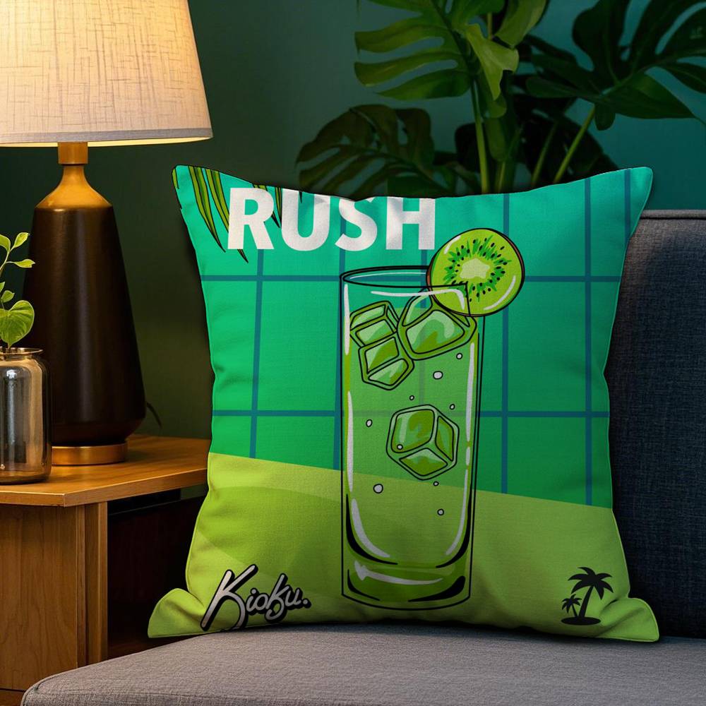 Art M-Mojito Cocktail Pillow Case Plush Fabric Soft Double Sided Print Sofa Cushion Cover Throw Pillow Covers