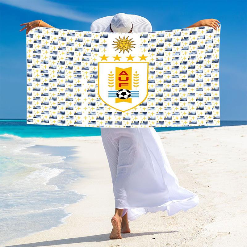 Uruguay Celeste Football Print Beach Towel, Large Soft Quick Dry Towel for Beach Camping Swimming