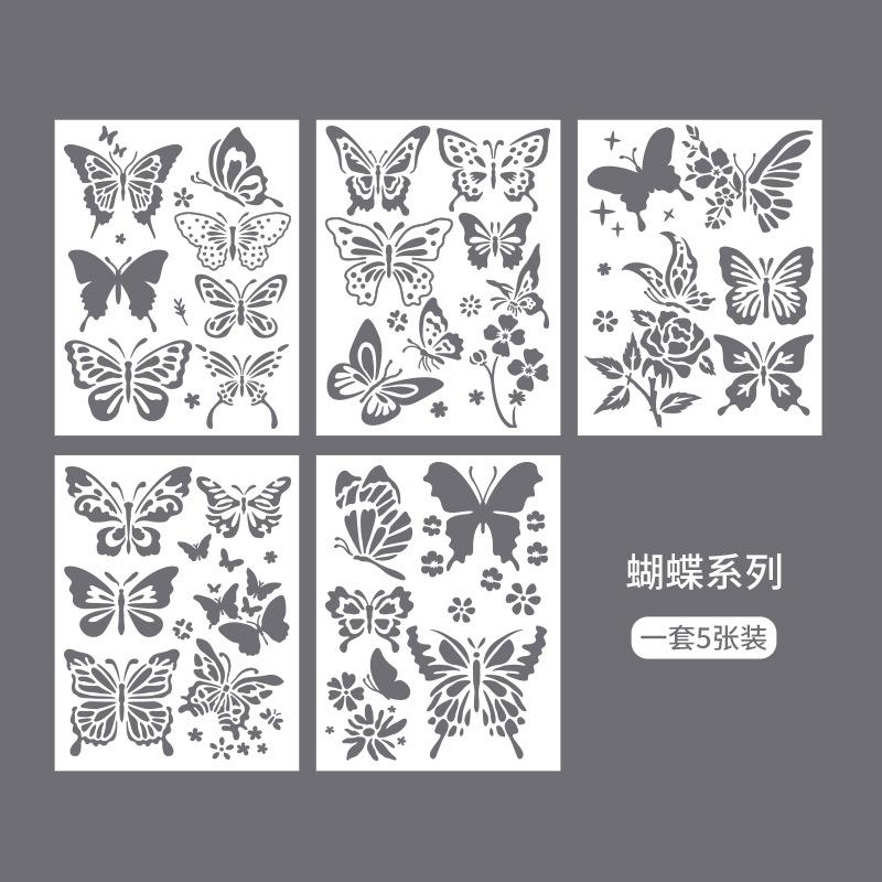 

Creativity, Butterfly Painting Template, Flower Leaves, PET Hollow Lace Ruler, Hand Drawn Painting Template, Drawing Tools, Home Decorations