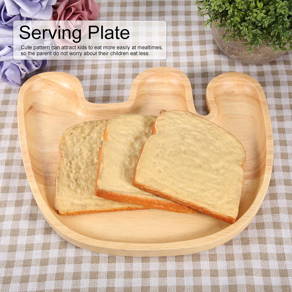 Cute Elephant Shape Wooden Kid Plate Divided Dish Animal Serving Tray for Home Kitchen Decoration