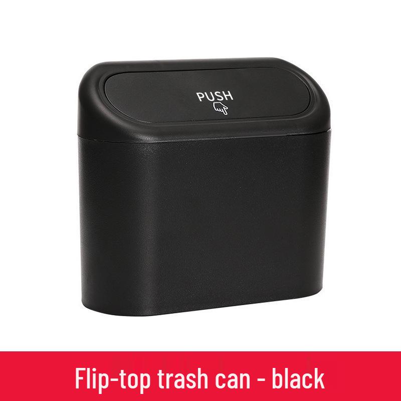 Hanging Car Trash Can with Lid & Side Door Storage