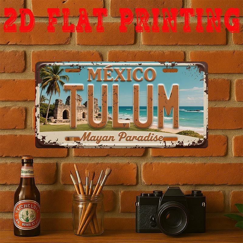 

d Flat Printing pc Vintage Metal Tin Sign only for decorationTulum City Sign Mayan Paradise Retro Wall Art Mexican 15x30cm(5.9x7.8inch)