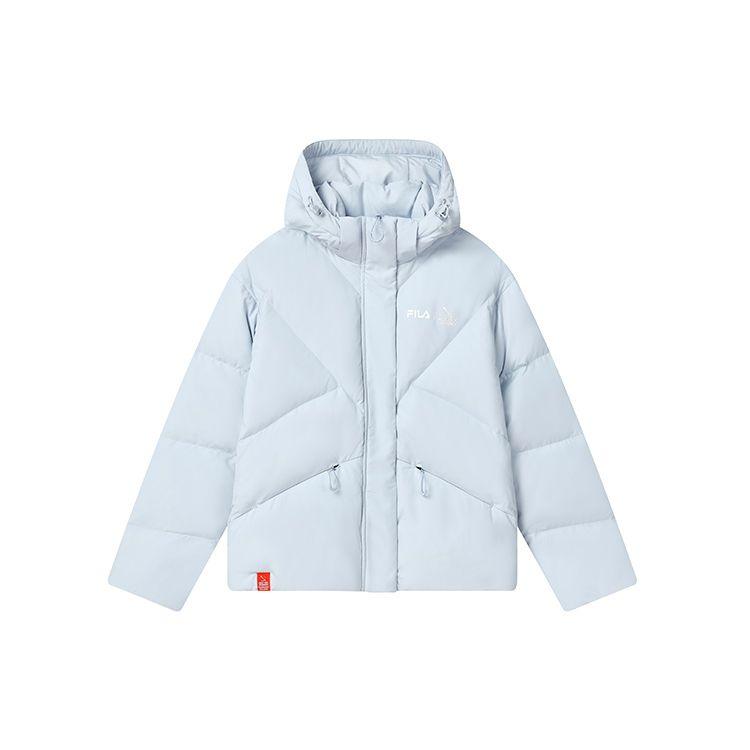 

FILA Solid Color Casual Short Hooded Long Sleeve Down Jacket Women outerwear Sunlight-Blue F11W249903FLB XL