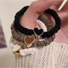 5PC European and American Cream Heart High Elasticity Hair Ties for Women Girls Ponytail Holder Hair Rings Rope Accessories