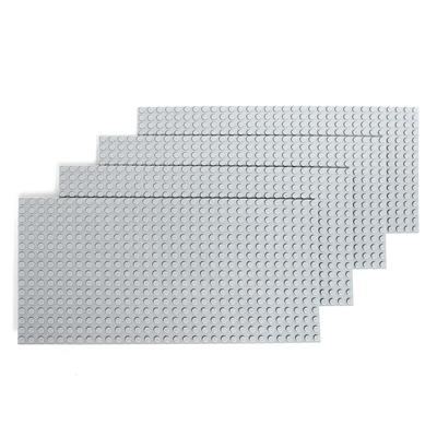 INIBUD Classic Compatible Double-Sided Baseplate Block Plate, 16x32 Dots (Light Gray X 4)