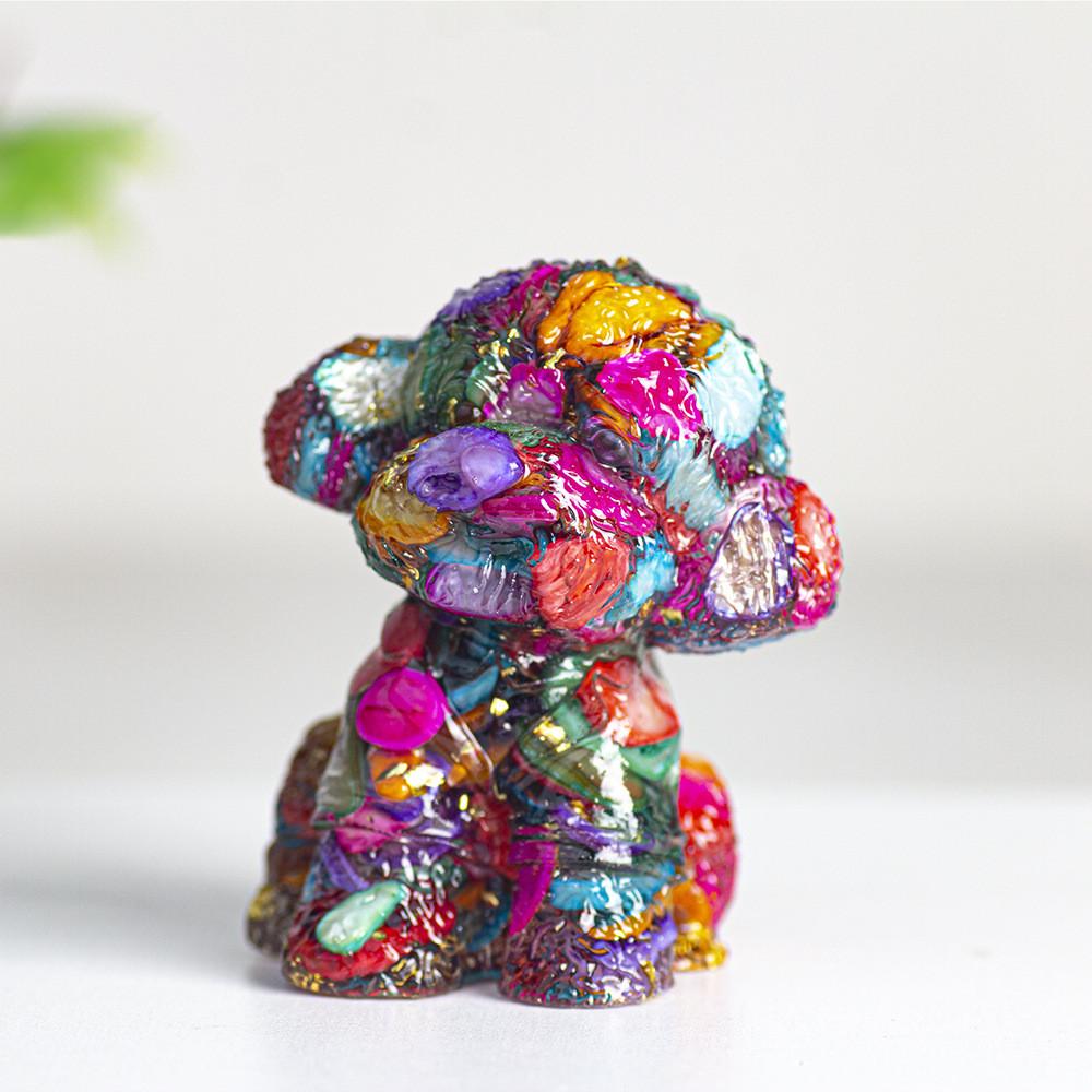Figurine Chien Teddy Art Résine Décoration Cristal Pour Cadeau Et Décoration Intérieure