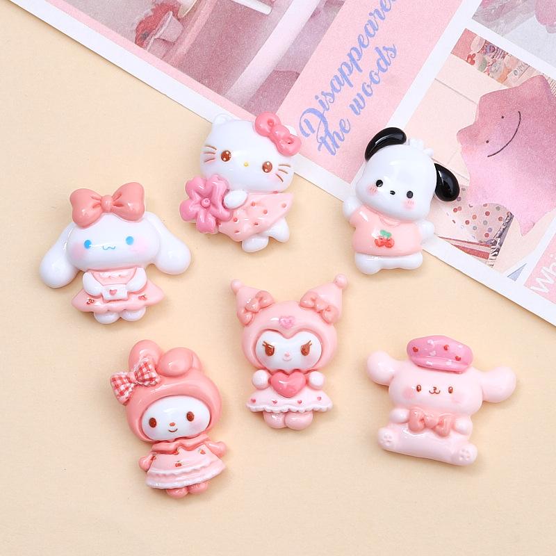 10Pcs Cartoon Bright Surface Animal Hug Flower Cat Resin Flat Back Scrapbook Diy Jewelry Hair Clips Ornament Accessories A4