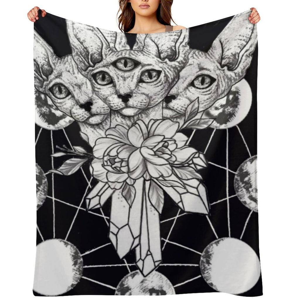 Three Headed Crystal Cat Throw Blanket Thermals For Travel Kid'S Christmas Gifts Luxury Thicken Blankets