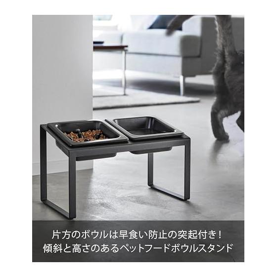 Yamazaki Jitsugyo 10242 Prevents Early Eating Pet Food Bowl Stand Set Diagonal High Type Black Body: W29 x D15.5 x H17.6cm Tower Easy to Eat Pet Food