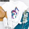 Gymnastik Ballerina Tänzerin T-Shirt Aquarell Gymnastik Ballett Tänzerin Druck T-Shirt Frauen Grafik T-Shirts Ästhetische Kleidung