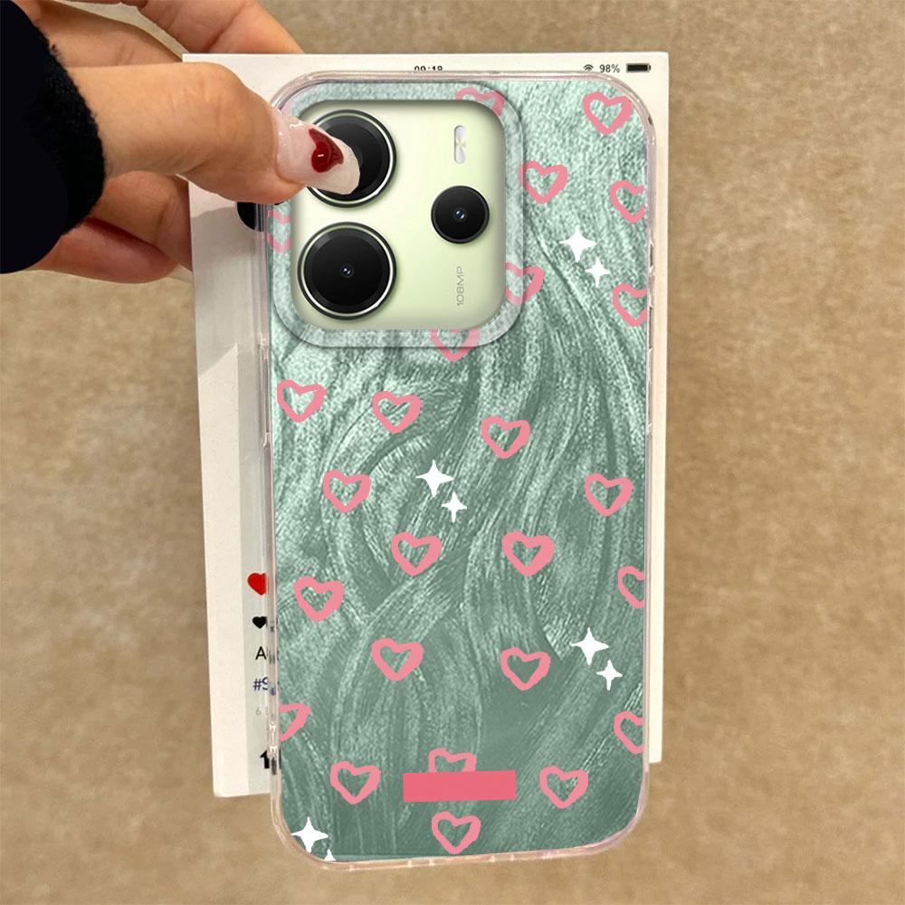 Cute Pink Love Heart Phone Cases for Xiaomi Redmi 13C 13 A5 Note 13 14 Pro Plus 13T 14T Poco C71 C65 Shell Silicone Back Cover