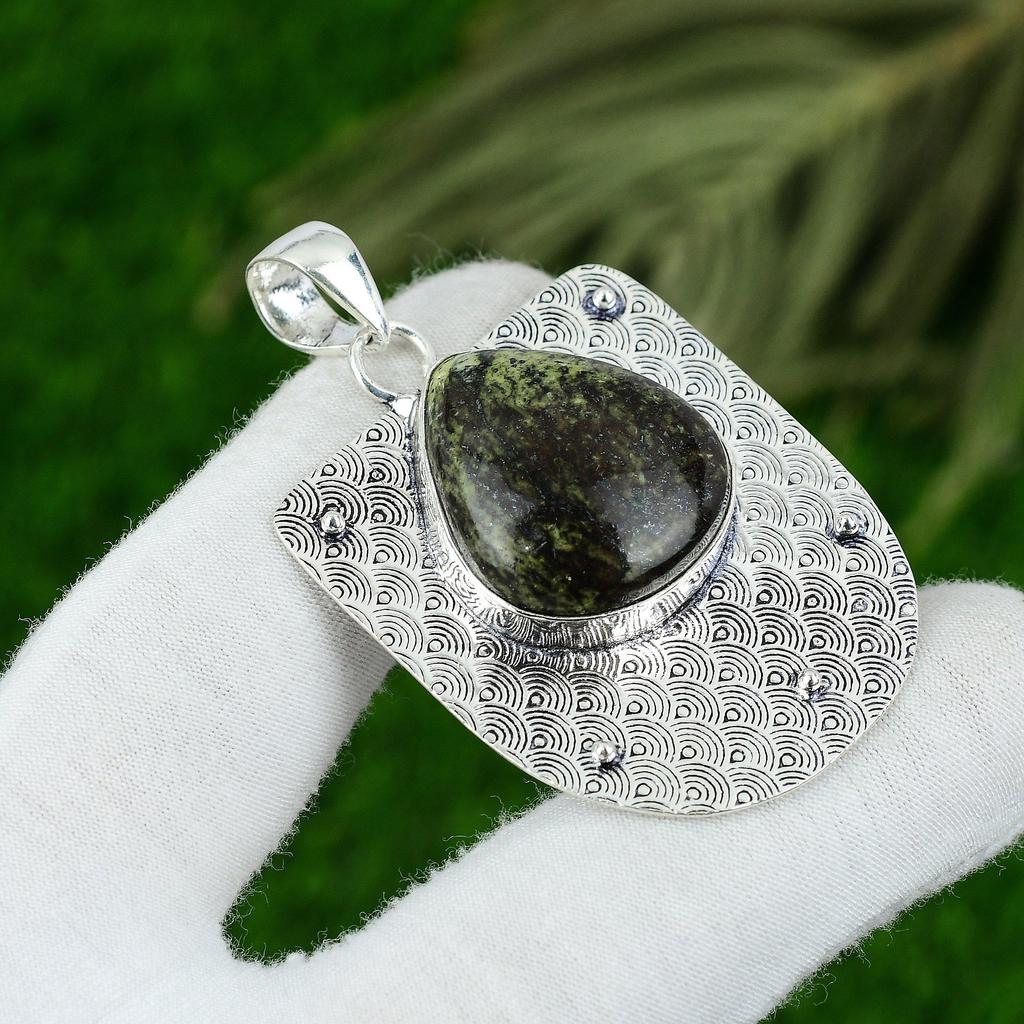 Natural Gogunjula Gemstone Indian Jewelry 925 Sterling Silver Pendant For Women