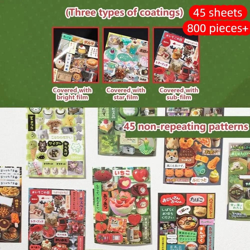 45Sheets Y2K Style Japanese Comic Stickers Coated Paper Unique Designs Stationery Stickers Diy Decor Water-Resistant